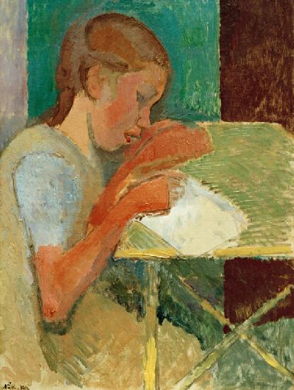La lectora de novela - Vincent van Gogh en reproducción impresa o copia al  óleo sobre lienzo.