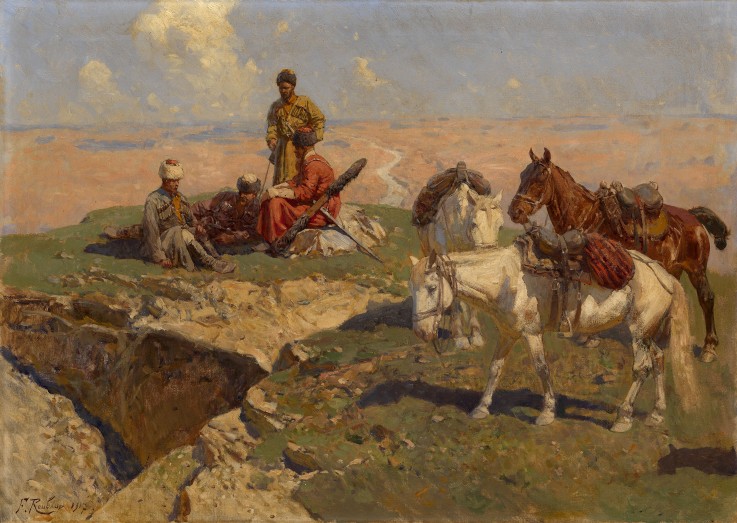 Caucasian Riders at Rest de Franz Roubaud