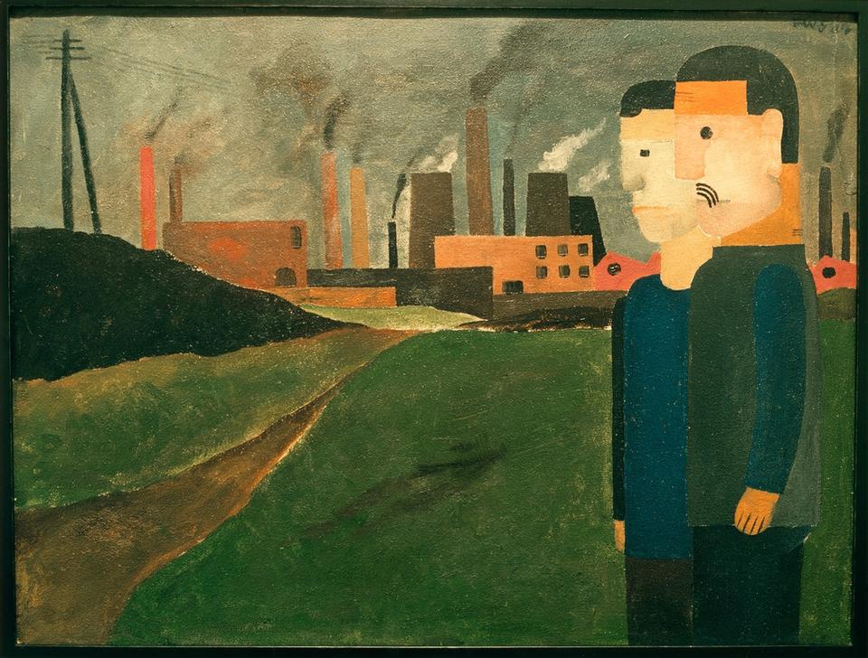 Industrial landscape with workers de Franz W. Seiwert