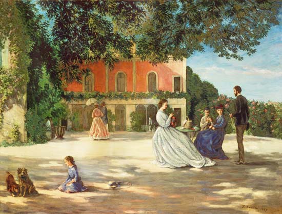 Family Reunion on the Terrace at Meric de Frédéric Bazille