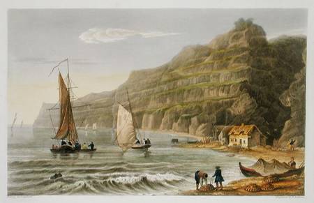 Shanklin Bay, from 'The Isle of Wight Illustrated, in a Series of Coloured Views', engraved by P. Ro de Frederick Calvert