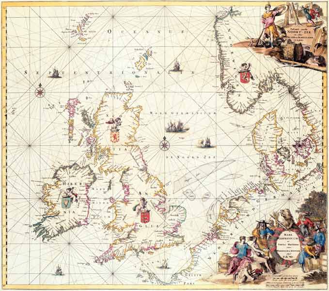 Map of the North Sea, c.1675 de Frederick de Wit