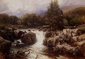 Mountains landscape with torrent. de Frederick William Hulme