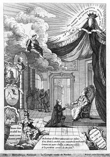 Allegory of the Report Given to Louis XVI (1754-93) Jacques Necker (1732-1804) in 1781 de French School