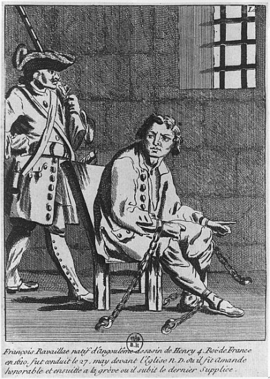 Francois Ravaillac, the assassin of King Henri IV, in prison de French School