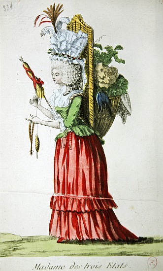 ''Madame des Trois Etats'', caricature on the Three Estates of France before the Revolution de French School