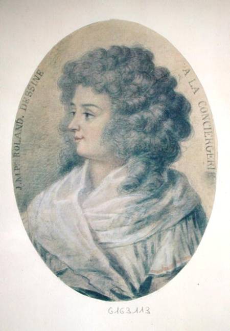 Portrait of Jeanne-Marie Roland de la Platiere (nee Philippon) (1754-93) at the Conciergerie de French School