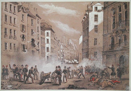 The Army Attacking a Barricade in Rue St. Antoine de French School