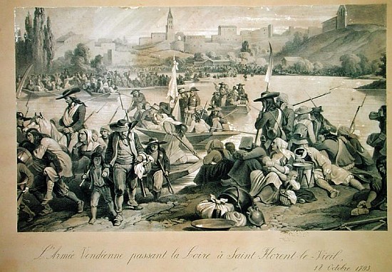The Vendean Army Crossing the Loire at St. Florent le Vieil, 18th October 1793 de French School