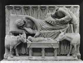 Fragment of the rood-screen depicting the Nativity, from the Crypt