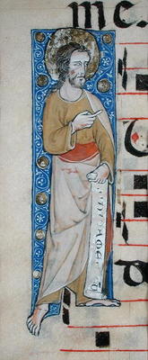 An apostle holding a phylactery, 'Judica me deus', c.1320 (vellum) de French School, (14th century)