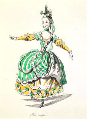 Costume design for Phrygienne, in Dardanus, a libretto by Leclerc de Labruere, composed by Jean-Phil de French School, (18th century)