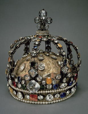 The Crown of Louis XV, 1722 (gilded silver, replacement stones & pearls) de French School, (18th century)