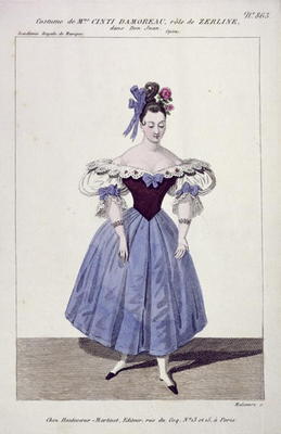 Costume for Madame Cinti Damoreau in the Role of Zerlina in 'Don Giovanni', engraved by Maleuvre, pr de French School, (19th century)