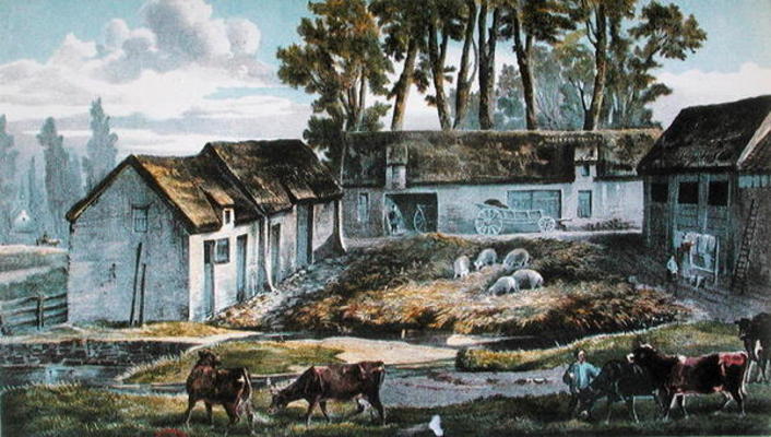 Mr Vandercolme's farm at Armbouts-Cappel (Nord) before the improvement of the manure pit, 1867 (colo de French School, (19th century)