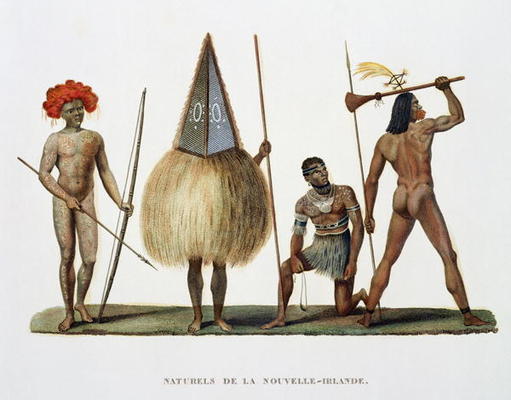 Natives of New Ireland, from 'Voyage autour du Monde, execute par Ordre du Roi sur La Corvette de Sa de French School, (19th century)