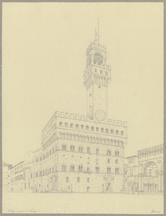 Die Piazza della Signoria mit dem Palazzo Vecchio in Florenz de Friedrich Wilhelm Ludwig