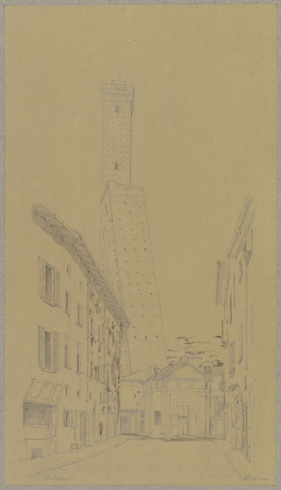 Die Torre Garisenda und Asinelli in Bologna de Friedrich Wilhelm Ludwig