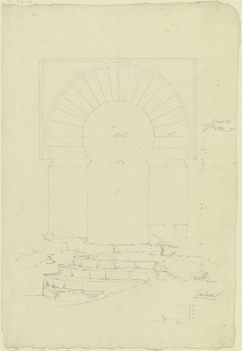 Aufsicht eines Portals mit dazu etwas verschwenktem Treppenaufgang de Friedrich Maximilian Hessemer