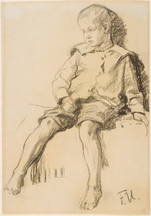 Sitzender Junge mit nackten Beinen de Fritz von Uhde