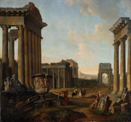 Figures Amidst a Capriccio of Ruins de G. P. Pannini or Panini