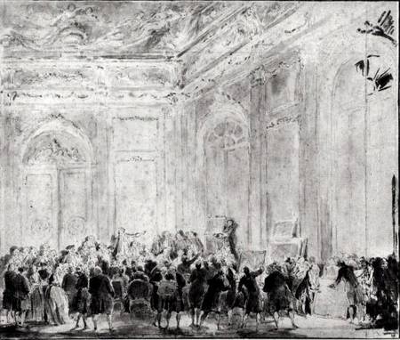 Scene with a Sale of Paintings de Gabriel de Saint-Aubin