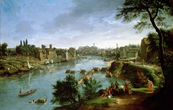 View of the River Tiber in Rome (pair of 68188) de Gaspar Adriaens van Wittel