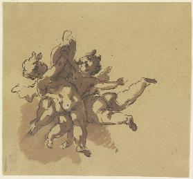 Three hovering putti