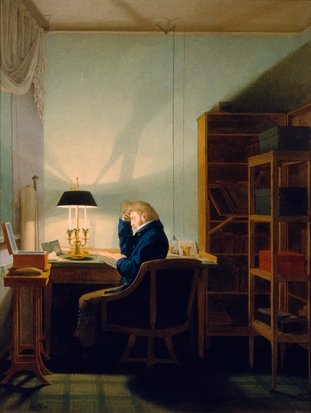 Reading at artificial light de Georg Friedrich Kersting