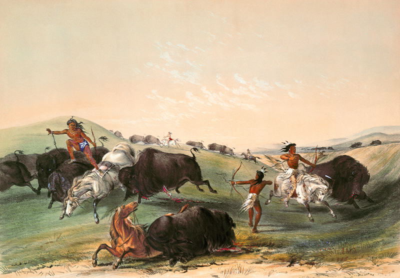 Buffalo Hunt, plate 7 from Catlin's North American Indian Collection, engraved by McGahey, Day and H de George Catlin