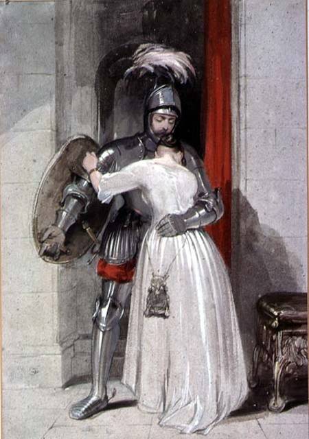 Lady and Knight (watercolour) de George Cattermole