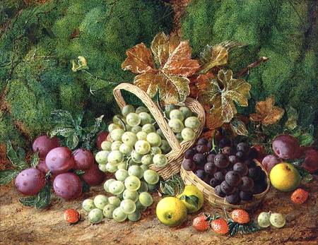 Still Life with Plums, Apples and Baskets of Grapes de George Clare