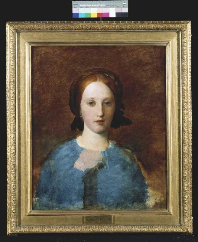 Portrait von Mrs Prescott Decie in einem blauen Kleid (Skizze). de George Frederick Watts
