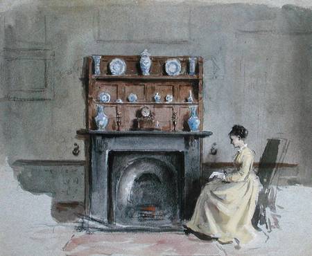 Lady Seated by Fireplace de George Goodwin Kilburne