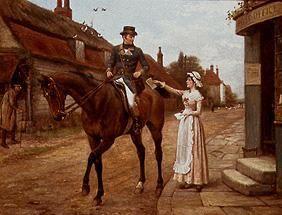 Mounted postman when gathering the post in an Engl