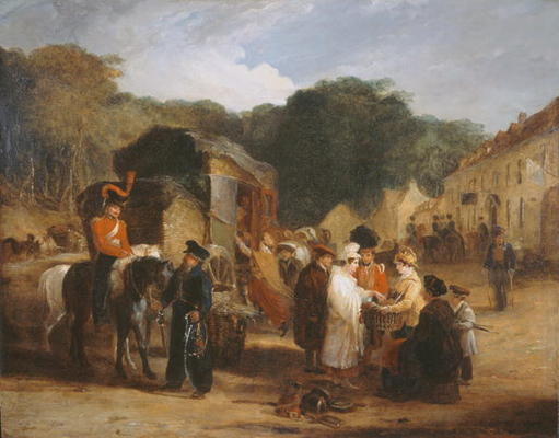 The Village of Waterloo, with travellers purchasing the relics that were found in the field of battl de George Jones