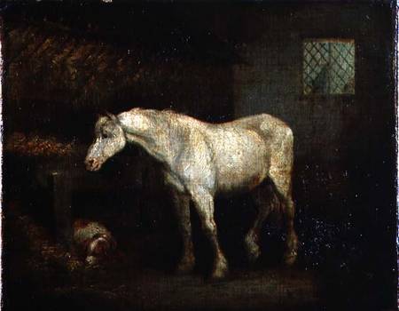An Old Grey Mare at a Manger de George Morland
