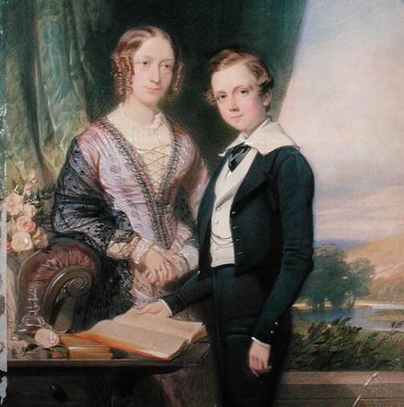 Portrait of an unknown young man standing by his mother de George Richmond