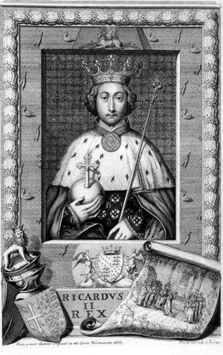 Richard II (1367-1400) King of England 1377-99, after a painting in Westminster Abbey, engraved by t de George Vertue