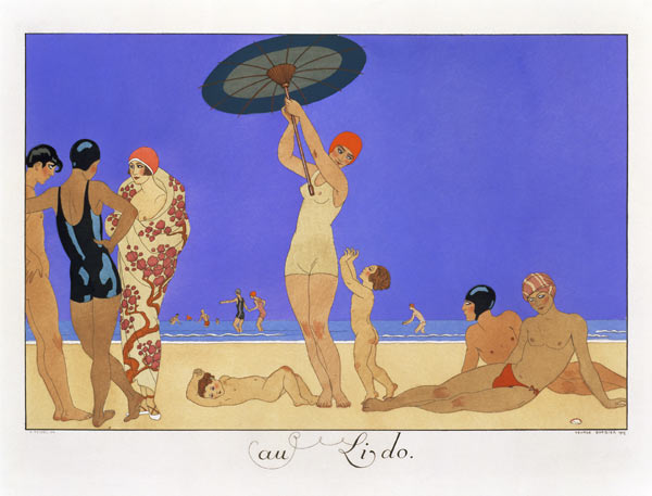 At the Lido, engraved by Henri Reidel, 1920 (litho) de Georges Barbier