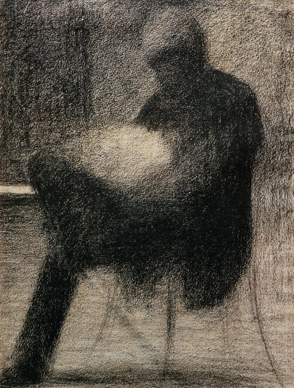 Seurat / Man reading / Chalk drawing de Georges Seurat