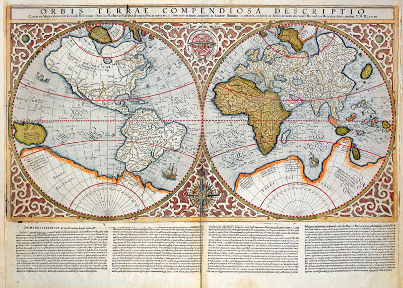 Double Hemisphere World Map de Gerard Mercator