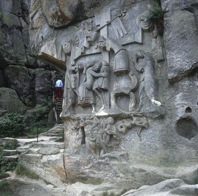 Christ being taken down from the Cross, Externsteine (rock carving) de German School