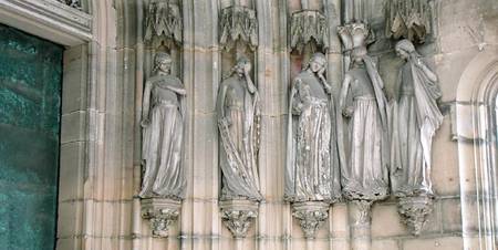 The Five Foolish Virgins, jamb figures from the Paradise Portal, figures carved c.1250 de German School