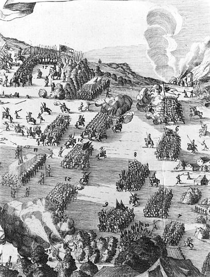 General view of the battle of Muhlberg, detail, 24th April 1547  (see also 217805) de German School