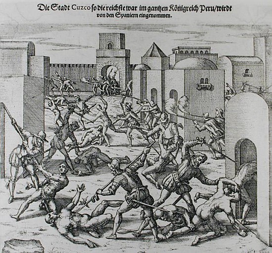 Siege of Cuzco Francis Pizarro (1475-1541) in 1531-32 de German School