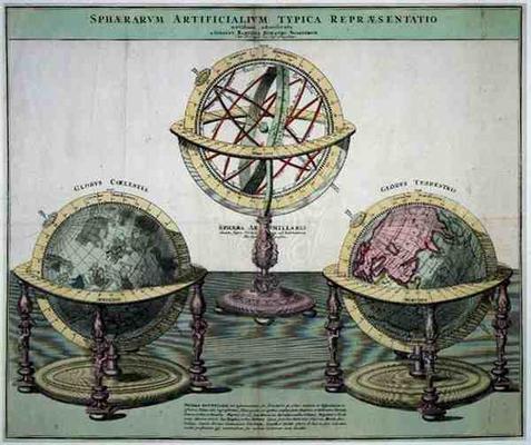 Typical Representations of Artificial Spheres (coloured engraving) de German School, (18th century)