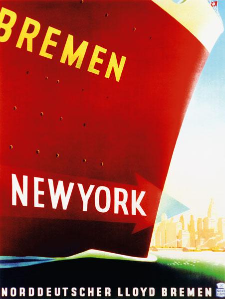 'New York', cartel publicitario de la North German Lloyd Line