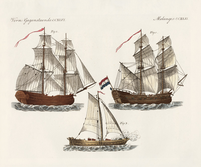 Warships of different kinds de German School, (19th century)