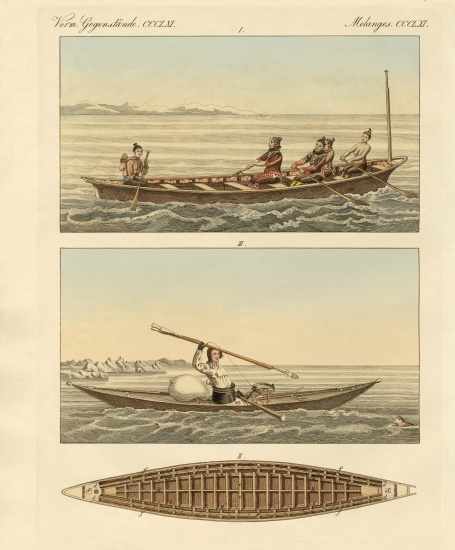 Boats of the Greenlanders de German School, (19th century)